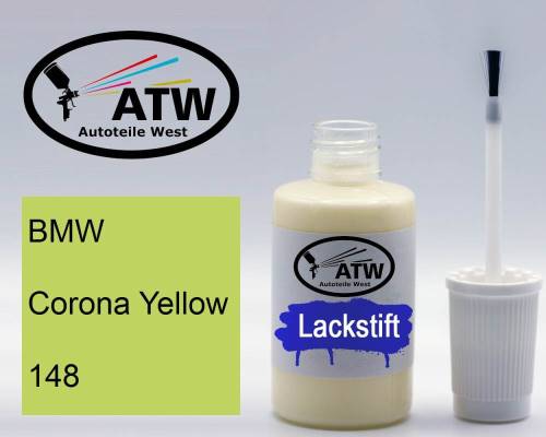 BMW, Corona Yellow, 148: 20ml Lackstift, von ATW Autoteile West.